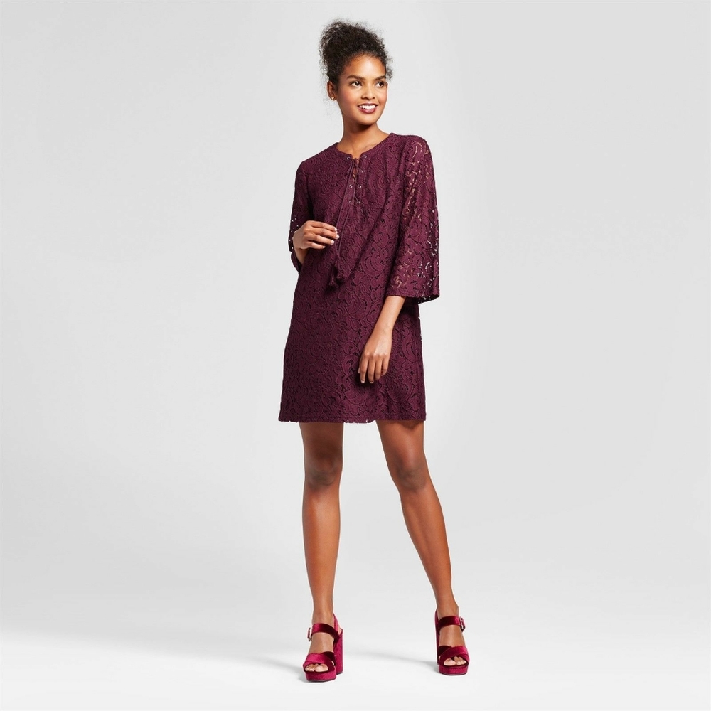 70s Boho Bell Sleeve Lace Dress